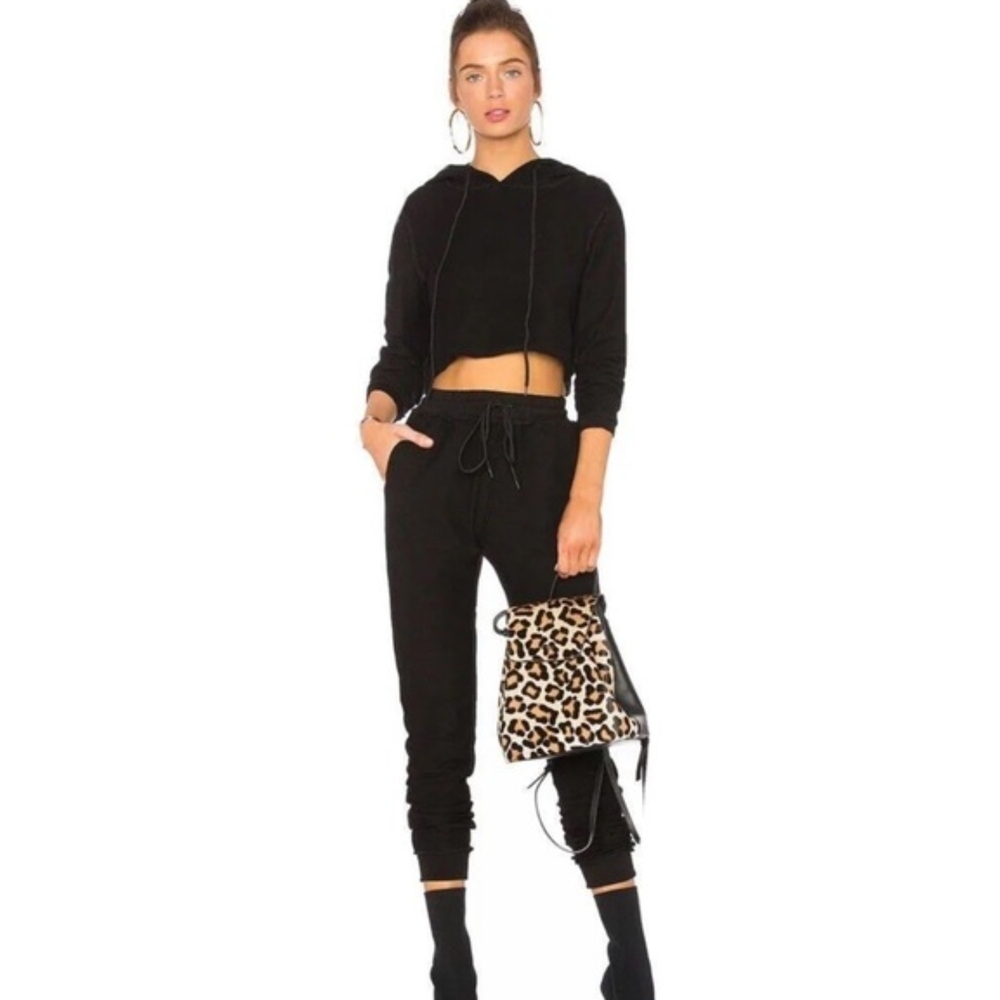 REVELOVE Danielle Guizio Black Reversed Jogger Set - Sweatshirt and Sweatpants